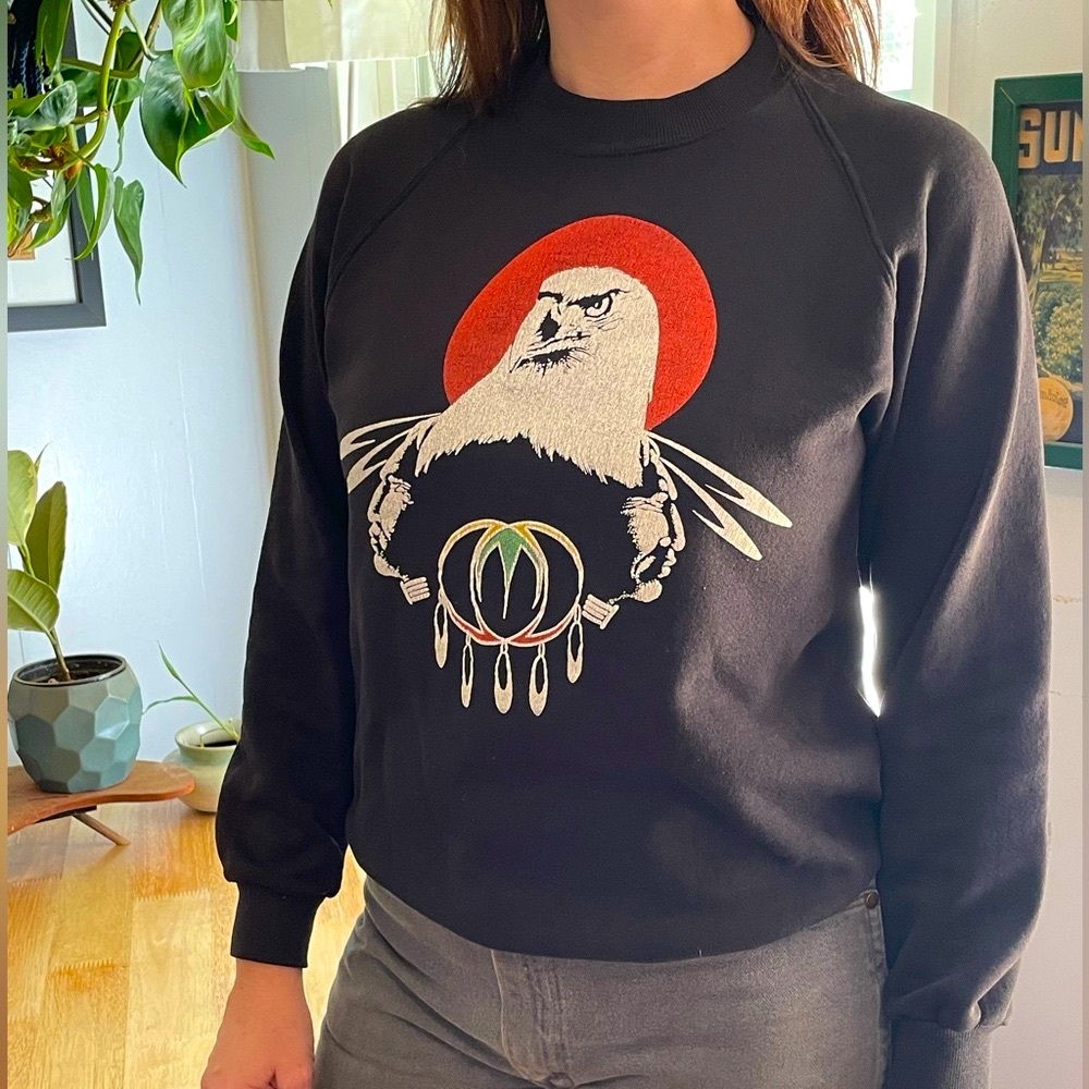 Vtg Eagle Sun Crewneck Sweat Shirt